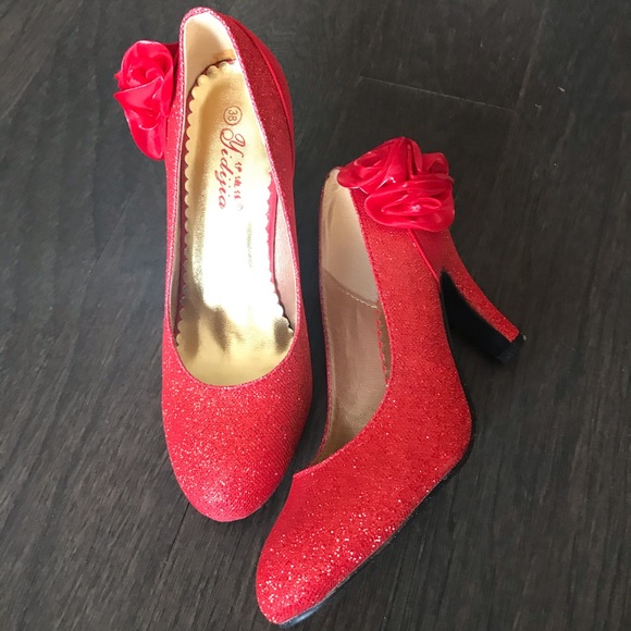 Custom-Made 3" Red Heels Shoes - Picture 1 of 10
